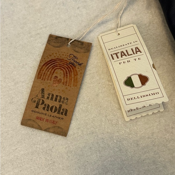 Anna Paola Leather Basketweave Zip Top Brit Shoulder Bag Made in Italy Navy Blue - Picture 9 of 10